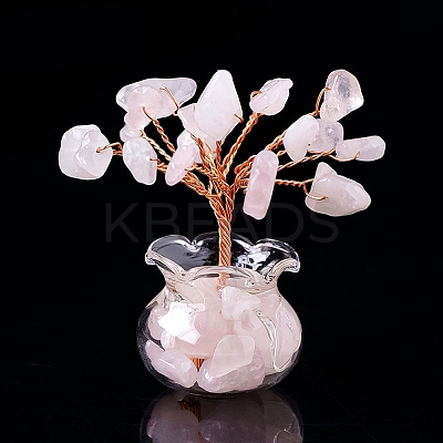 Natural Rose Quartz Chips Tree Decorations PW-WG17210-01-1