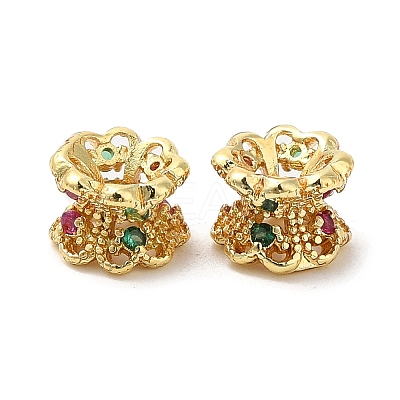 Rack Plating Brass Cubic Zirconia Spacer Beads KK-R147-01G-1