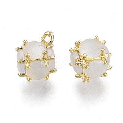 Creamy White Imitation Cat Eye Resin Charms KK-S364-159-1
