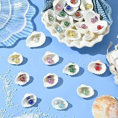 50Pcs 10 Colors Acrylic & Shell Pendants PALLOY-CJ00046-1