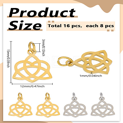 8Pcs 2 Colors 304 Stainless Steel Pendants STAS-LP0003-57-1