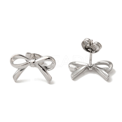 Non-Tarnish 304 Stainless Steel Bowknot Stud Earrings for Women EJEW-Z066-14P-1