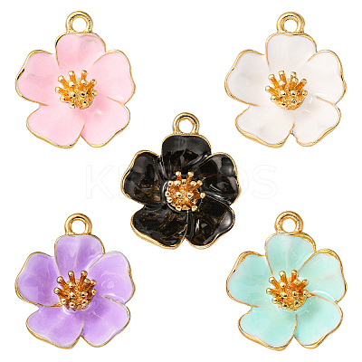 25Pcs 5 Colors Alloy Enamel Pendants ENAM-CJ0003-60-1