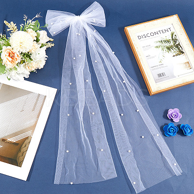 Long Bowknot Polyester Alligaor Hair Clips OHAR-WH20005-07B-1