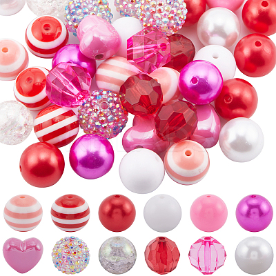60Pcs 12 Styles DIY Acrylic & Plastic Beads Jewelry Making Findings Kit DIY-SC0025-49A-1