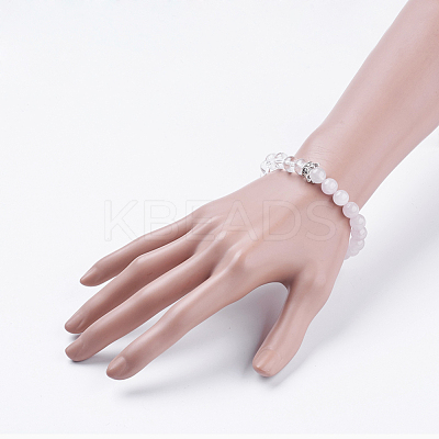 Natural Rose Quartz & Quartz Crystal Stretch Bracelets BJEW-JB03510-02-1