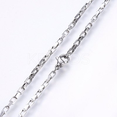 Non-Tarnish 304 Stainless Steel Box Chain Necklaces NJEW-F226-07P-12-1