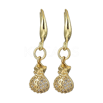 Brass Micro Pave Clear Cubic Zirconia Dangle Earrings EJEW-F362-14G-1
