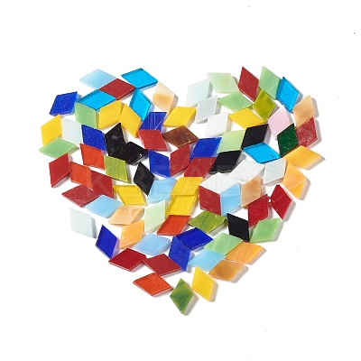 Rhombus Mosaic Tiles Glass Cabochons DIY-P045-07-1