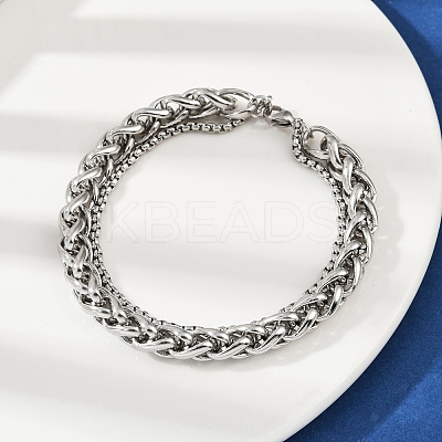 201 Stainless Steel Cuba Style Chian Bracelet for Men BJEW-B138-06P-04-1