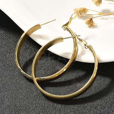 304 Stainless Steel Hoop Earrings for Women EJEW-C096-43G-03-1
