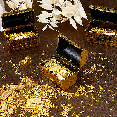 Alloy Pirate Treasure Prop with Gold Bars Miniature Model DJEW-WH0028-034A-G-1