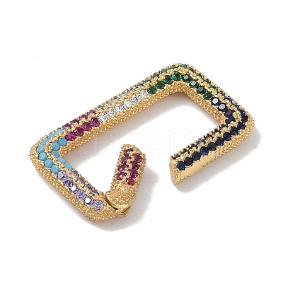Rack Plating Brass Micro Pave Cubic Zirconia Sping Gate Rings KK-NH0002-16G-02-1