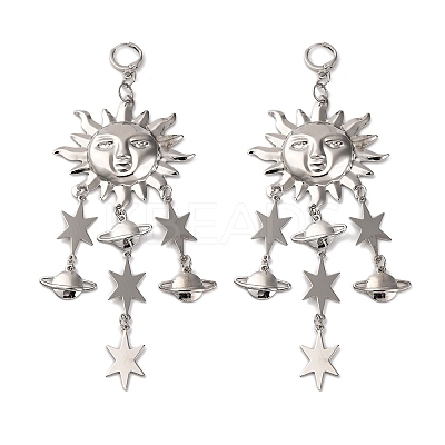 Alloy Sun Chandelier Earrings for Women EJEW-U028-01P-1