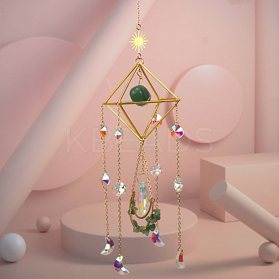 Green Aventurine Crystal Glass Sun Catcher Pendant PW-WGEA568-04-1
