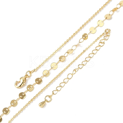 Brass Cable & Flat Sequin Chains Necklaces for Women NJEW-D302-40G-1