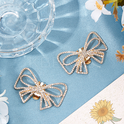 2Pcs Bowknot Alloy Rhinestone Shoe Decorations FIND-CP0002-24B-1