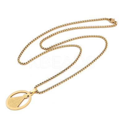 201 Stainless Steel Nossa Senhora Aparecida Virgin Mary Pendant Necklaces for Women NJEW-K283-01G-1