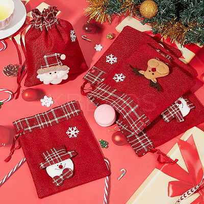 6Pcs 3 Styles Christmas Theme Linen Packing Pouches ABAG-WR0001-02-1