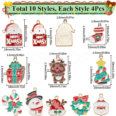 40Pcs 10 Styles Christmas Theme Alloy Enamel Pendants ENAM-SC0005-59-1