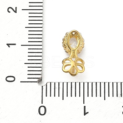925 Sterling Silver Pave Clear Cubic Zirconia Flower Pendant Bails STER-P068-01G-1