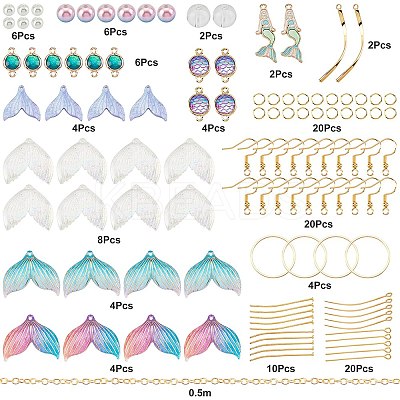 DIY Mermaid and Fishtail Shape Drop Earring Making Kit DIY-SC0018-15-1