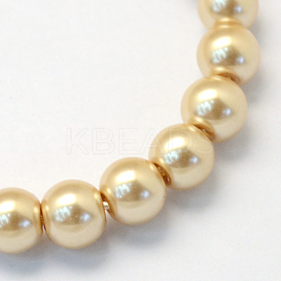 Baking Paint Pearlized Glass Pearl Round Bead Strands X-HY-Q003-6mm-42-1