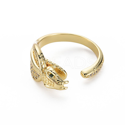 Green Cubic Zirconia Snake Wrap Cuff Ring RJEW-N035-076-NF-1