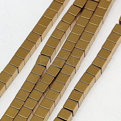 Electroplate Non-magnetic Synthetic Hematite Beads Strands G-J170A-3x3mm-07-1