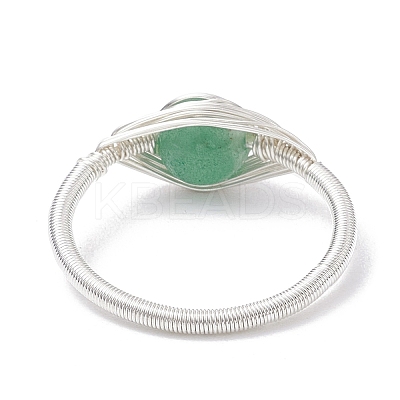 Horse Eye Natural Green Aventurine & Amethyst & Rose Quartz Finger Rings RJEW-JR00843-02-1