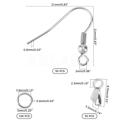 304 Stainless Steel Earring Hooks & Pinch Bails & Open Jump Rings STAS-UN0018-49P-1