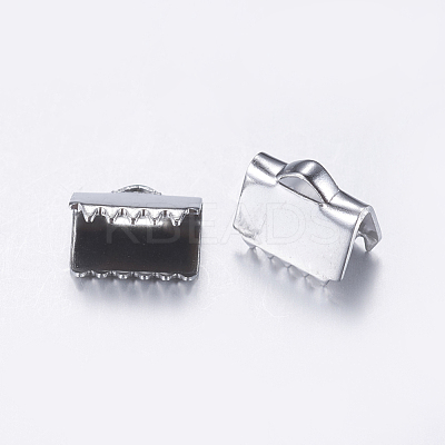 Tarnish Resistant 304 Stainless Steel Ribbon Crimp Ends STAS-L198-07P-1