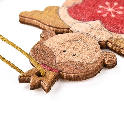 Christmas Theme Wood Big Pendant Decorations HJEW-F011-04-1