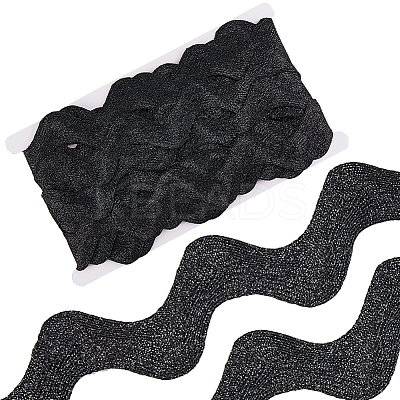 10 Yard Metallic Polyester Wavy Fringe Trim Ribbon SRIB-GF0001-38J-1