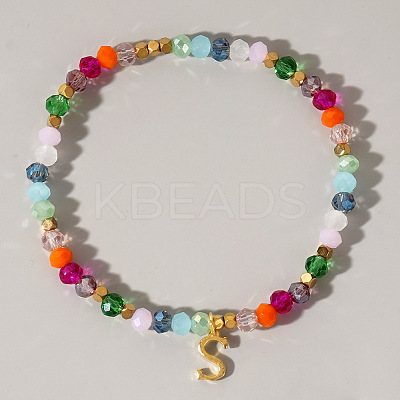 Brass Initial Charm Bracelets KC4213-19-1