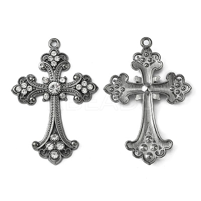 Alloy Rhinestone Cross Big Pendants ALRI-1475-B-RS-1
