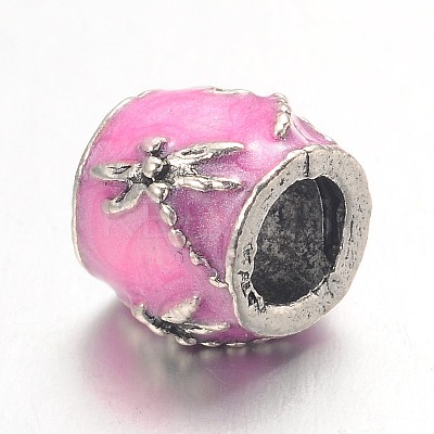 Barrel Large Hole Alloy Enamel European Beads MPDL-L013-10C-1
