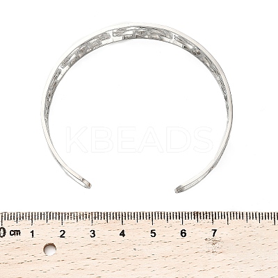 Lotus 304 Stainless Steel Open Cuff Bangle for Woman BJEW-M112-01P-1