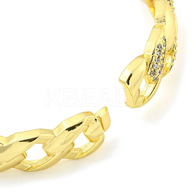 Twisted Brass Micro Pave Clear Cubic Zirconia Hinged Bangles for Women BJEW-Z062-05D-1