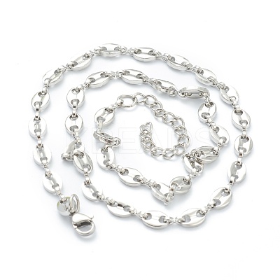 Non-Tarnish 304 Stainless Steel Coffee Bean Chain Necklaces NJEW-O123-01P-1