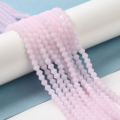 Imitation Jade Frosted Glass Bead Strands GLAA-F029-JM4mm-B02-1