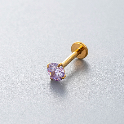 G23 Titanium Alloy Cubic Zirconia 17 Gauge Flat Round Threadless Labrets WG94BD7-41-1