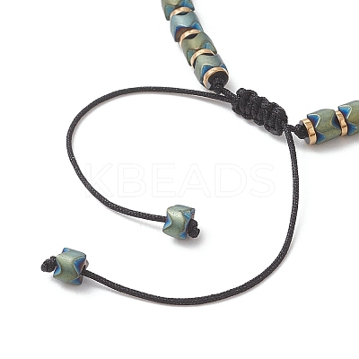 Electroplate Non-magnetic Synthetic Hematite Column & Disc Beads Braided Bead Bracelets for Women Men BJEW-JB13300-1