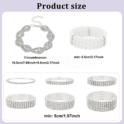 8Pcs 8 Style Crystal Rhinestone Tennis Bracelets Set BJEW-AN0001-48-1
