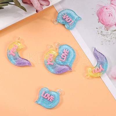 10 Sets Gradient Color Opaque Resin Pendants RESI-SZ0001-91B-1