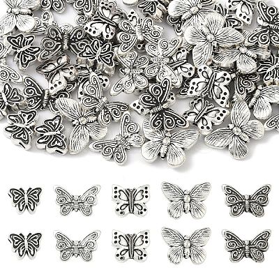 50Pcs 5 Styles Tibetan Style Alloy Beads FIND-YW0010-48-1