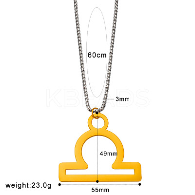 Punk Style 304 Stainless Steel Twelve Constellations Pendant Necklaces with Stainless Steel Tone Box Chains WGE8D8E-01-1