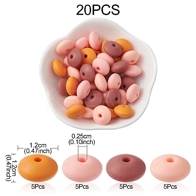 20Pcs 4 Colors Food Grade Eco-Friendly Silicone Focal Beads SIL-YW0001-12C-1