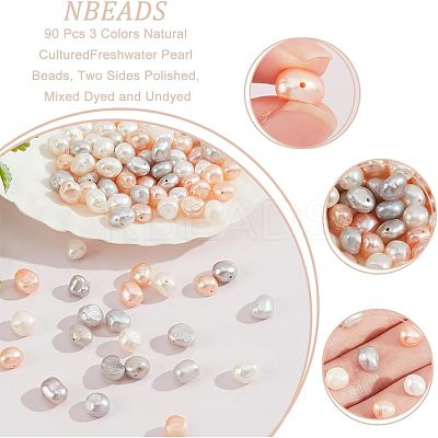 90Pcs 3 Colors Natural Cultured Freshwater Pearl Beads PEAR-NB0001-73-1
