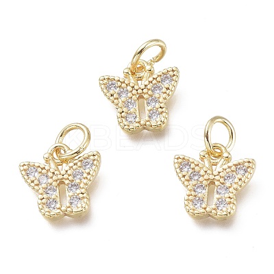 Brass Micro Pave Clear Cubic Zirconia Pendants KK-P188-N01-G-1